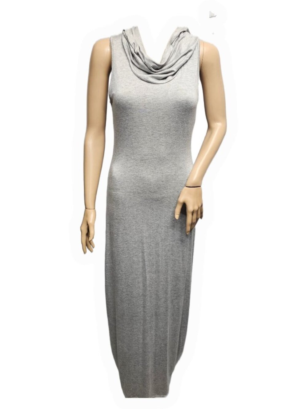 Casual Corner by Green Envelope Gray XS Lined Maxi Bodycon Sleeveless Rayon Hood